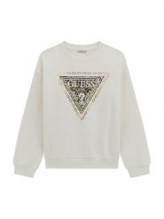 Guess Bluza J5BQ00 KAV34 Biały Regular Fit. Białe bluzy dziewczęce Guess, z aplikacjami, z bawełny, bez ramiączek, bez kaptura. Za 150.50 zł.