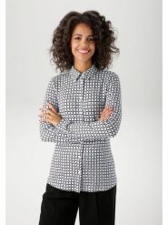 Aniston Bluzka w kolorze czarno-białym rozmiar: 40. Białe bluzki damskie Aniston, bez wzorów, z wiskozy, bez kołnierzyka, bez ramiączek. Za 82.99 zł.