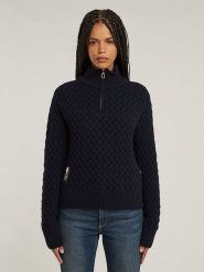 G-Star Sweter w kolorze granatowym rozmiar: S. Niebieskie swetry klasyczne damskie G-Star, s, ze splotem, bez kołnierzyka. Za 232.78 zł.