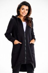 Długa bluza damska z kapturem i kieszeniami czarna. Czarne bluzy damskie Infinite You, l, bez wzorów, z bawełny, z kapturem. Za 299.00 zł.