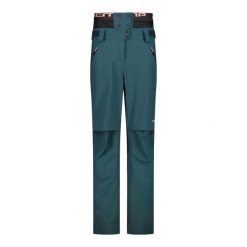 Spodnie narciarskie 3-warstwowe damskie CMP Unlimitech. Zielone spodnie sportowe damskie CMP, na zimę, xs, bez wzorów, z materiału, rowerowe. Za 671.00 zł.
