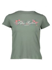 Pepe Jeans Koszulka w kolorze zielonym rozmiar: M. Zielone bluzki damskie Pepe Jeans, m, bez wzorów, z bawełny, bez kołnierzyka, bez ramiączek. Za 79.03 zł.