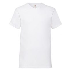 Koszulka Unisex Dla Dorosłych Valueweight Z Gładkim Dekoltem W Szpic. Białe bluzki damskie Fruit of the Loom, m, bez wzorów, sportowe, bez kołnierzyka, bez ramiączek. Za 34.99 zł.