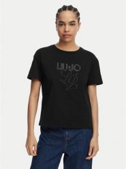 Liu Jo T-Shirt WA6238 JS923 Czarny Regular Fit. Czarne t-shirty damskie Liu Jo, xl, bez wzorów, z bawełny, bez kołnierzyka. Za 299.99 zł.