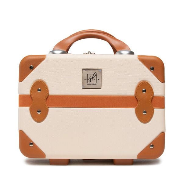 Kuferek Semi Line. Brązowe kosmetyczki damskie Semi-line, bez wzorów. Za 89.99 zł.