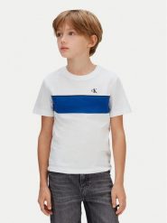 Calvin Klein Jeans T-Shirt Panel Colorblock IB0IB02609 Biały Regular Fit. Białe t-shirty i koszulki chłopięce Calvin Klein Jeans, bez wzorów, z bawełny, bez kołnierzyka, bez ramiączek. Za 129.99 zł.
