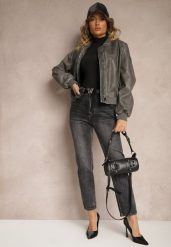 Szare Jeansy o Kroju Regular Fit z Dodatkowym Ozdobnym Paskiem Delalithra. Szare jeansy damskie Renee. Za 119.99 zł.