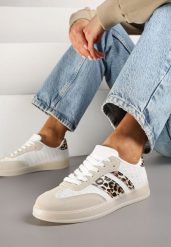 Beżowe Sneakersy w Stylu Tenisówek z Paskami w Panterkę Eleaniria. Brązowe obuwie sportowe damskie Renee, z jeansu, bez zapięcia, tenisowe. Za 79.99 zł.
