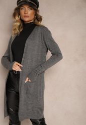 Ciemnoszary Kardigan Bez Zapięć o Prostym Kroju ze Wsuwanymi Kieszonkami Torinia. Szare kardigany damskie Renee, m, bez wzorów, z jeansu. Za 84.99 zł.