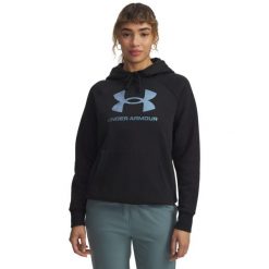 Bluza damska z kapturem Under Armour Rival Shimmer. Czarne bluzy damskie Under Armour, s, bez wzorów, z bawełny, z kapturem. Za 274.10 zł.