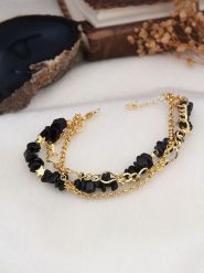 L'Atelier de Gaia Pozłacana bransoletka z elementami ozdobnymi rozmiar: onesize. Czarne bransoletki damskie L'Atelier de Gaia, pozłacane. Za 39.99 zł.