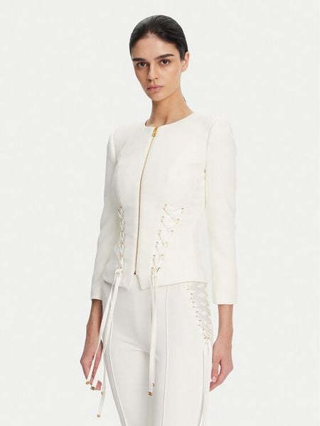 Elisabetta Franchi Marynarka GI-135-51E2 Biały Regular Fit. Białe marynarki i żakiety damskie Elisabetta Franchi, bez wzorów, z syntetyku. Za 1,149.00 zł.