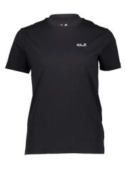 Jack Wolfskin Koszulka "Essential" w kolorze czarnym rozmiar: XS. Czarne bluzki damskie Jack Wolfskin, xs, bez wzorów, z bawełny, bez kołnierzyka, bez ramiączek. Za 83.22 zł.