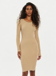 Guess Sukienka dzianinowa Vanessa W4BK24 Z3I22 Beżowy Regular Fit. Brązowe sukienki damskie Guess, z aplikacjami, z dzianiny, bez ramiączek. Za 299.99 zł.