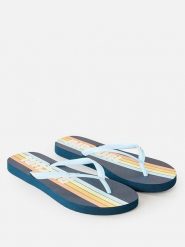 Rip Curl Japonki w kolorze granatowo-żółtym rozmiar: 37. Niebieskie klapki damskie Rip Curl, bez wzorów, z otwartym noskiem, bez obcasa, bez zapięcia. Za 41.69 zł.