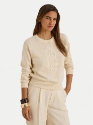 LAUREN RALPH LAUREN Sweter 200979653001 Kremowy Regular Fit. Białe swetry klasyczne damskie Lauren Ralph Lauren, xxl, z bawełny, bez kołnierzyka. Za 1,199.00 zł.