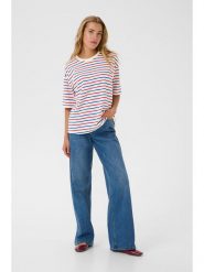 Kaffe Koszulka w kolorze biało-niebiesko-czerwonym rozmiar: S. Białe bluzki damskie Kaffe, s, bez wzorów, z bawełny, bez kołnierzyka, bez ramiączek. Za 60.99 zł.