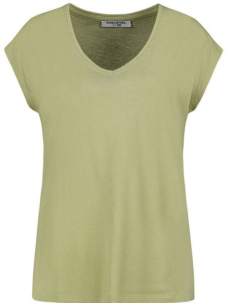 Sublevel Koszulka w kolorze zielonym rozmiar: S. Zielone bluzki damskie Sublevel, s, bez wzorów, z bawełny, bez kołnierzyka, bez ramiączek. Za 34.99 zł.