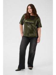 KAFFE curve Bluzka "Mirana" w kolorze zielonym rozmiar: XL. Zielone bluzki damskie KAFFE curve, xl, bez wzorów, bez kołnierzyka, bez ramiączek. Za 108.74 zł.