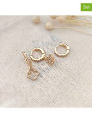 Atelier MIU Pozłacane kolczyki-kreole (3 szt.) z cyrkoniami rozmiar: onesize. Żółte kolczyki damskie atelier MIU, z cyrkonią, pozłacane. Za 50.45 zł.