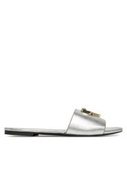 LOVE MOSCHINO Klapki JA28161G0MIF090B Srebrny. Szare klapki damskie Love Moschino, bez wzorów, ze skóry, bez obcasa, bez zapięcia. Za 509.99 zł.