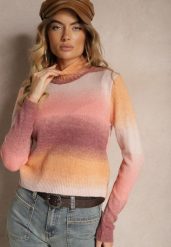 Jasnoróżowy Golf z Kolorowym Efektem Ombre o Prostym Kroju Ferentina. Czerwone golfy damskie Renee, l, z aplikacjami, z jeansu, bez ramiączek. Za 84.99 zł.