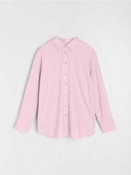 Koszula z domieszką lnu - różowy. Czerwone koszule damskie Sinsay, l, bez wzorów, bez kołnierzyka, bez ramiączek. Za 39.99 zł.