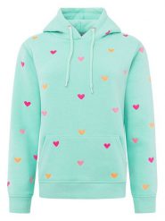 Zwillingsherz Bluza "Hearts" w kolorze turkusowym rozmiar: L/XL. Niebieskie bluzy damskie Zwillingsherz, l, bez wzorów, z bawełny, z kapturem. Za 206.42 zł.