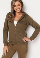 Ciemnozielona Bluza z Kapturem Sithi. Zielone bluzy damskie Born2be, l, bez wzorów, z jeansu, z kapturem. Za 59.99 zł.