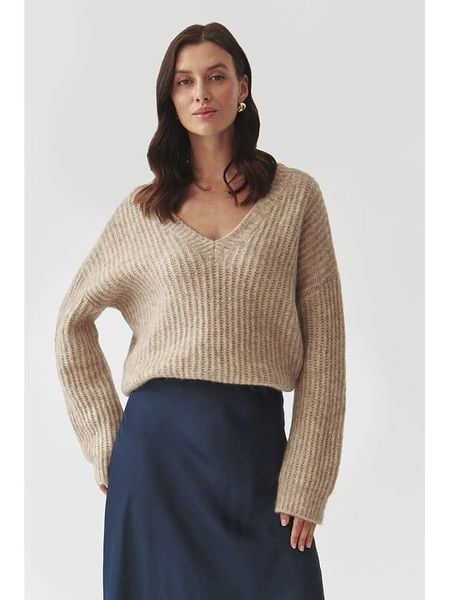 TATUUM Sweter "Aspen" w kolorze beżowym rozmiar: S. Brązowe swetry klasyczne damskie TATUUM, s, z wełny, bez kołnierzyka. Za 196.24 zł.