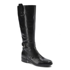 Czarne Kozaki Lemar Damskie Eleganckie Obuwie. Czarne kozaki damskie Lemar, ze skóry, bez obcasa, na obcasie, bez zapięcia. Za 269.00 zł.