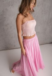 Różowa Rozkloszowana Spódnica z Bawełny w Stylu Preppy Petrra. Czerwone spódnice damskie Renee, na co dzień, bez wzorów, z bawełny, maxi. Za 149.99 zł.