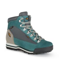 Buty sportowe trekkingowe damskie Aku Ultralight Gore-tex wysokie. Szare obuwie sportowe damskie Aku, z gore-texu, bez zapięcia, trekkingowe. Za 499.00 zł.