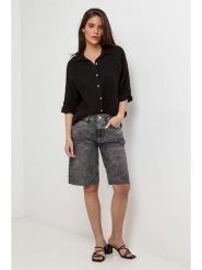 Lin Passion Lniana koszula w kolorze czarnym rozmiar: 36/38. Czarne koszule damskie Lin Passion, bez wzorów, z koronki, klasyczne, bez kołnierzyka, bez ramiączek. Za 143.99 zł.