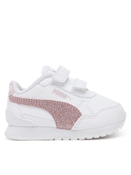 Puma Sneakersy ST Runner v4 SL Glitter V Inf 401592 02 Biały. Białe buty sportowe dziewczęce Puma, bez wzorów, ze skóry, bez zapięcia. Za 99.99 zł.