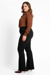 Eleganckie czarne spodnie dzwony Jeangaliny10 PLUS SIZE XXL OVERSIZE JESIEŃ. Czarne rurki damskie Moda Size Plus Iwanek, na jesień, bez wzorów, z bawełny, z podwyższonym stanem. Za 199.90 zł.