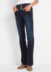 Modelujące dżinsy, krój bootcut. Niebieskie jeansy damskie bonprix. Za 189.99 zł.