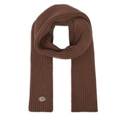 Szalik Guess. Brązowe szaliki damskie Guess, z aplikacjami. Za 234.99 zł.