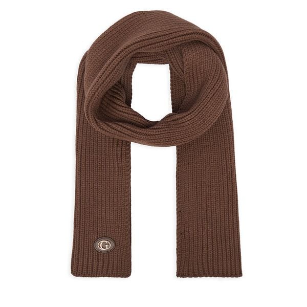 Szalik Guess. Brązowe szaliki damskie Guess, z aplikacjami. Za 234.99 zł.