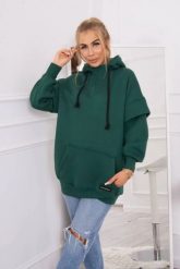 Bluza ocieplana z półgolfem ciemno zielona. Zielone bluzy damskie KESI, l, bez wzorów, z bawełny, bez kaptura. Za 238.37 zł.