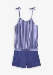 Kombinezon kąpielowy. Niebieskie kombinezony damskie bonprix, bez wzorów, bez kołnierzyka, bez ramiączek, krótkie. Za 179.99 zł.