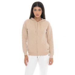 Leone 1947 Braid Damen, Bluza z geflochtenem Stoff, Kapuze, Reißverschluss. Brązowe bluzy damskie LEONE 1947 APPAREL, bez wzorów, z bawełny, bez kaptura. W wyprzedaży za 157.01 zł.