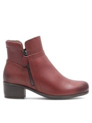 Go Soft Botki EST-GUSTA-11 Bordowy. Czerwone botki damskie GO SOFT, ze skóry, bez obcasa, na słupku, bez zapięcia. Za 249.99 zł.