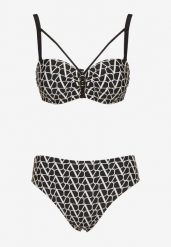 Czarne Bikini Biustonosz i Majtki Typu Figi w Geometryczny Wzór Linarissa. Czarne bikini Renee, bez wzorów. Za 59.99 zł.
