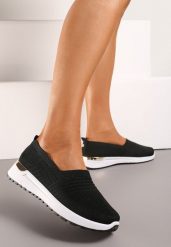 Czarne Tenisówki Elastyczne z Metaliczną Wstawką na Zapiętku Jestella. Czarne obuwie sportowe damskie Renee, z jeansu, bez zapięcia, tenisowe. Za 44.99 zł.