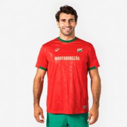 Koszulka piłkarska Węgry dla kibiców. Czerwone bluzki damskie KIPSTA, l, bez wzorów, z materiału, sportowe, bez kołnierzyka, bez ramiączek. Za 44.99 zł.