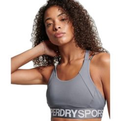 Damski biustonosz z elastycznym trenem Superdry. Szare biustonosze sportowe damskie Superdry, bez wzorów. Za 140.75 zł.