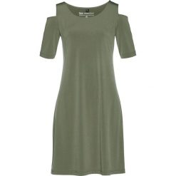 Sukienka shirtowa bonprix oliwkowy. Zielone sukienki damskie bonprix, z krótkim rękawem. Za 69.99 zł.