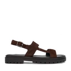 Sandały Lasocki. Brązowe sandały damskie Lasocki, bez wzorów, bez obcasa, na płaskiej podeszwie, bez zapięcia. Za 169.99 zł.