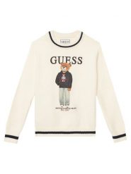 Guess Sweter N6YR06 Z0903 Kremowy Regular Fit. Białe swetry chłopięce Guess, z wiskozy, bez kołnierzyka. Za 214.99 zł.